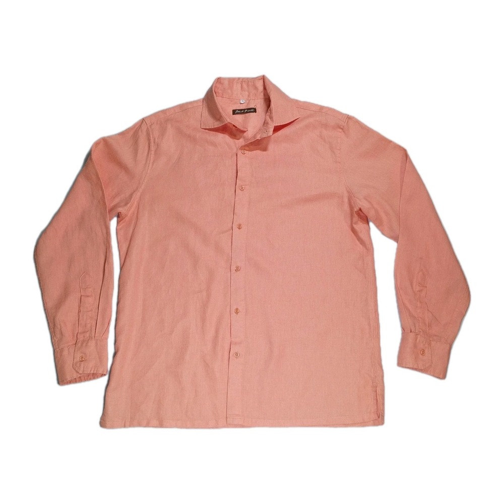 Island Importer Shirt Mens Medium Blue 100% Linen‎ Long Sleeve Button Up Casual